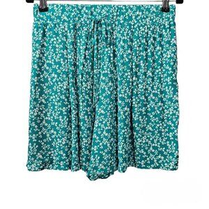 🏆072 West Loop High Waist Paper Bag Tie Waist Floral Green Shorts